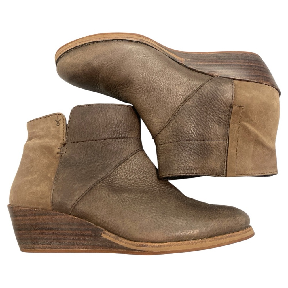 Emu Australia Carlise Espresso Leather Ankle Booties Wedge Size 7